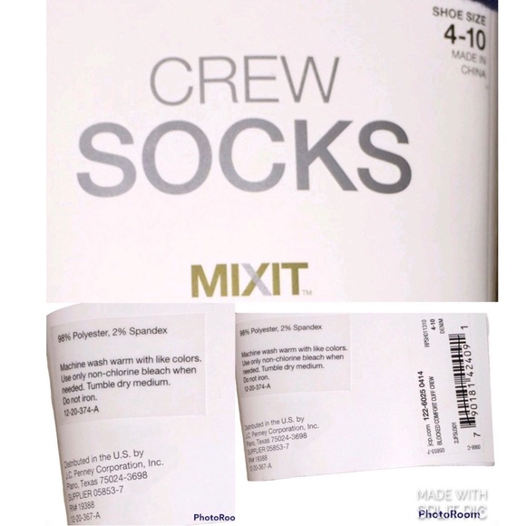 3/$15 MIXIT Crew Socks 1 PAIR Tri Color Blue Shoe Size 4-10 Women’s - Picture 6 of 15
